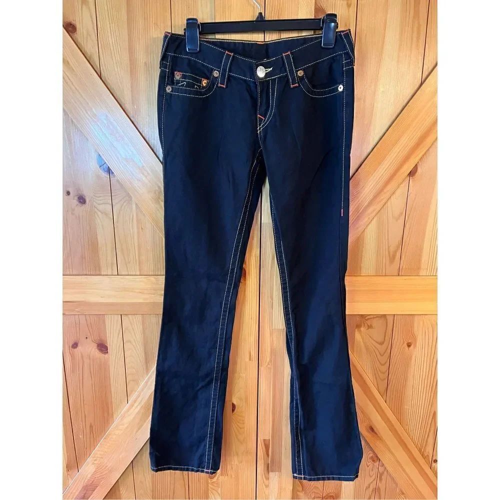 True Religion World Tour Johnny Womens 27 Black Pants Straight Leg (2095)